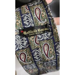 Vintage Hatfield House Tie Made In U.S.A Blue Red Paisley